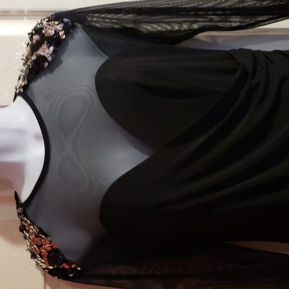 Betsy & Adam Black Embellished shear Dress - Picture 8 of 9